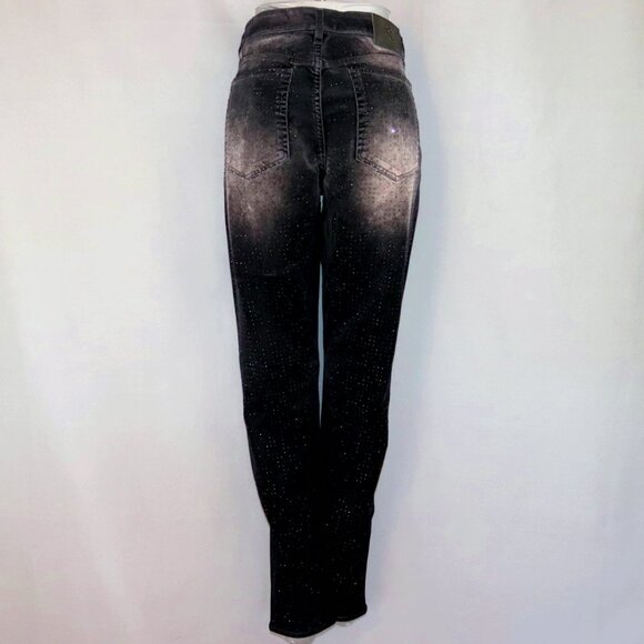 Ralph Lauren Purple Label 28 Black Velvet Pants Rhinestone Embellished 105 - Picture 9 of 15